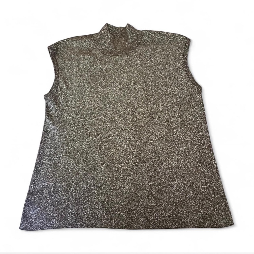 Coldwater Creek Silk Metallic Brown Turtleneck Sweater - Picture 2 of 4